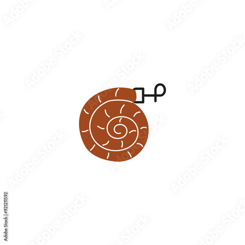 Horse racing leather reins ammunition part vector icon, horse bridle part, riding equipment coiled, equine tack guide