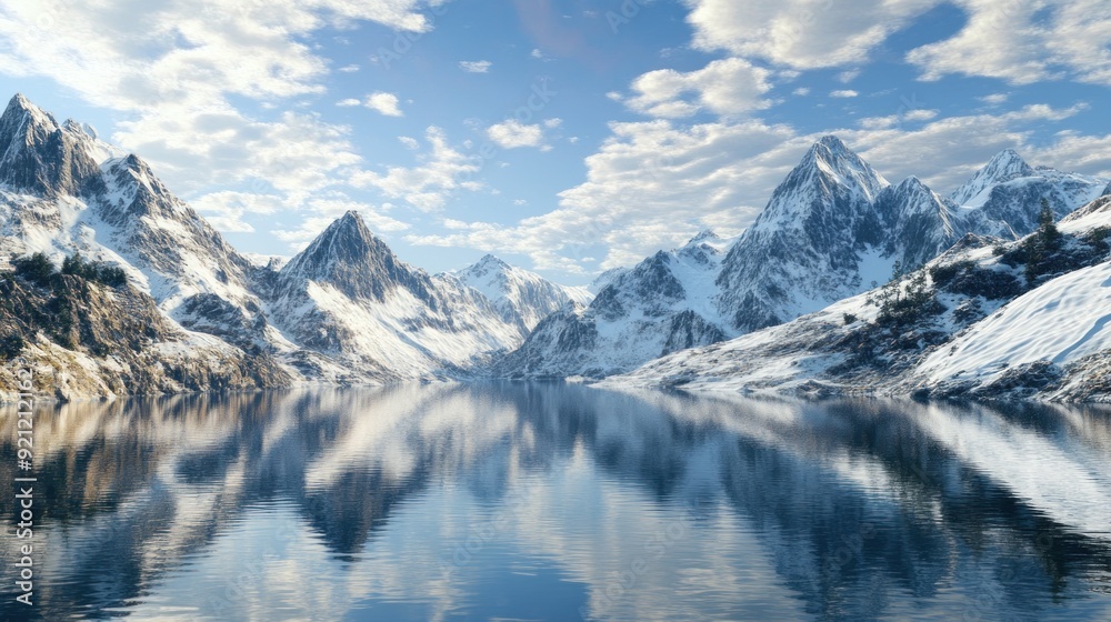 A beautiful mountain range with a lake in the foreground A beautiful mountain range with a lake in the foreground