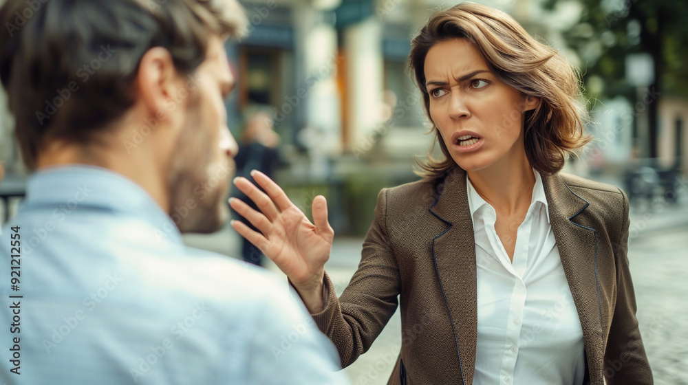 Husband and wife are arguing. Husband and wife are arguing.
