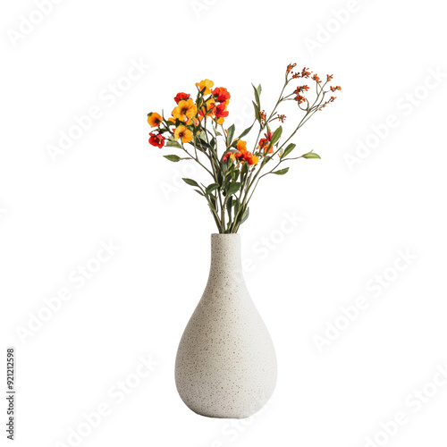 Obraz na płótnie PNG Vibrant flowers in a ceramic vase on display w salonie