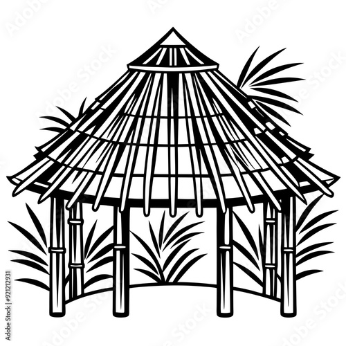 BAMBOO ROOF art vector illustration