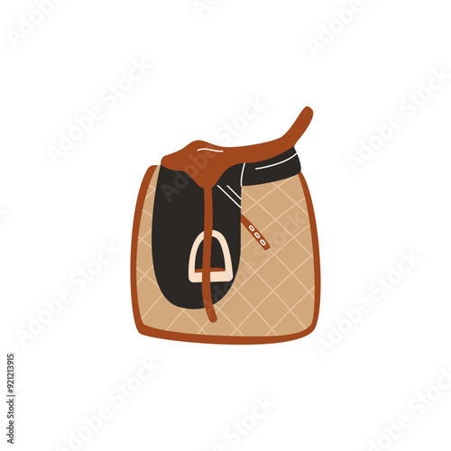 Vector illustration of a horse riding saddle on an isolated background.