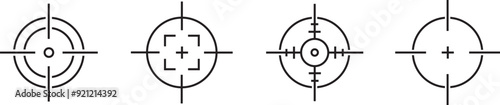 Target and aim icon collection. Game sign. Focus symbol isolated on white background. Vector illustration.