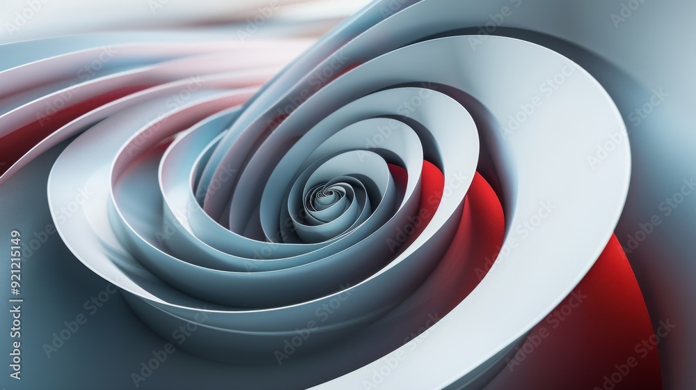 Abstract 3D spiral of overlapping blue and red rounded shapes. Abstract 3D spiral of overlapping blue and red rounded shapes.