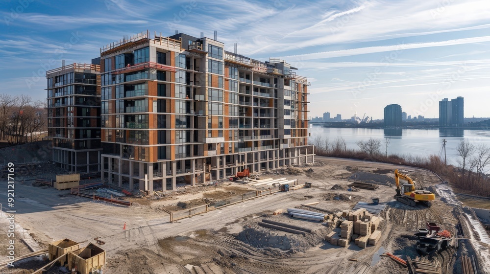 A waterfront development project under construction, promising new residential and commercial spaces. A waterfront development project under construction, promising new residential and commercial spaces.