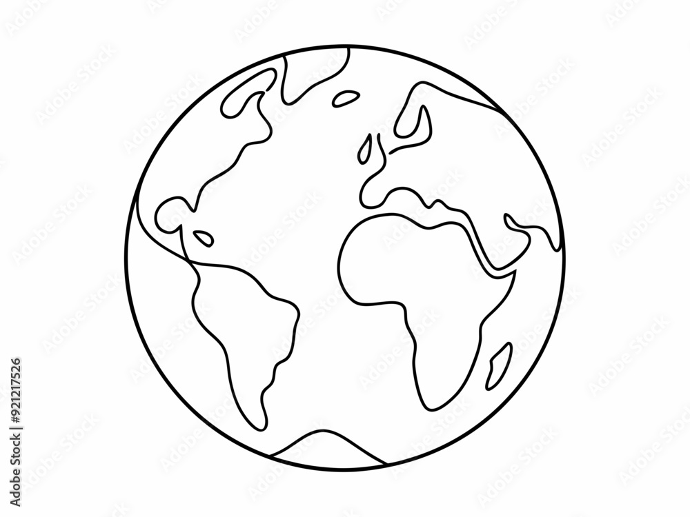 continuous single line drawing of planet earth isolated on white, line art vector illustration
continuous single line drawing of planet earth isolated on white, line art vector illustration