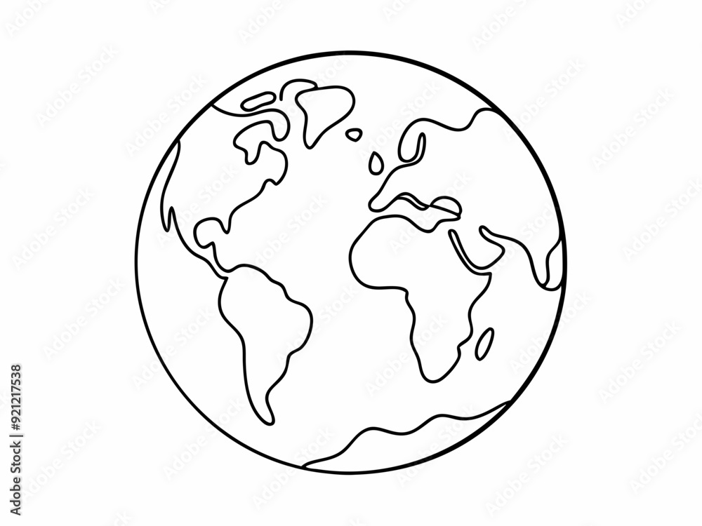 continuous single line drawing of planet earth isolated on white, line art vector illustration
continuous single line drawing of planet earth isolated on white, line art vector illustration