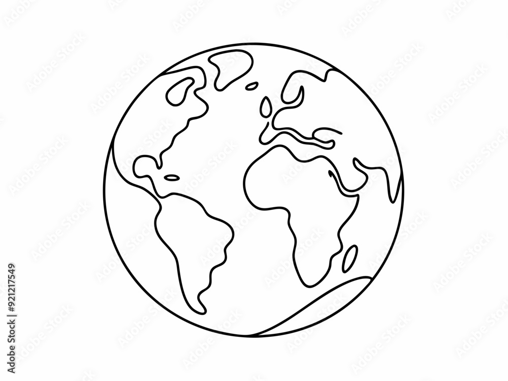 continuous single line drawing of planet earth isolated on white, line art vector illustration
continuous single line drawing of planet earth isolated on white, line art vector illustration