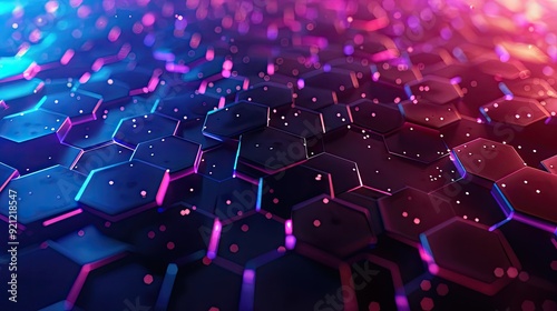 Abstract Hexagon Pattern with Neon Lights