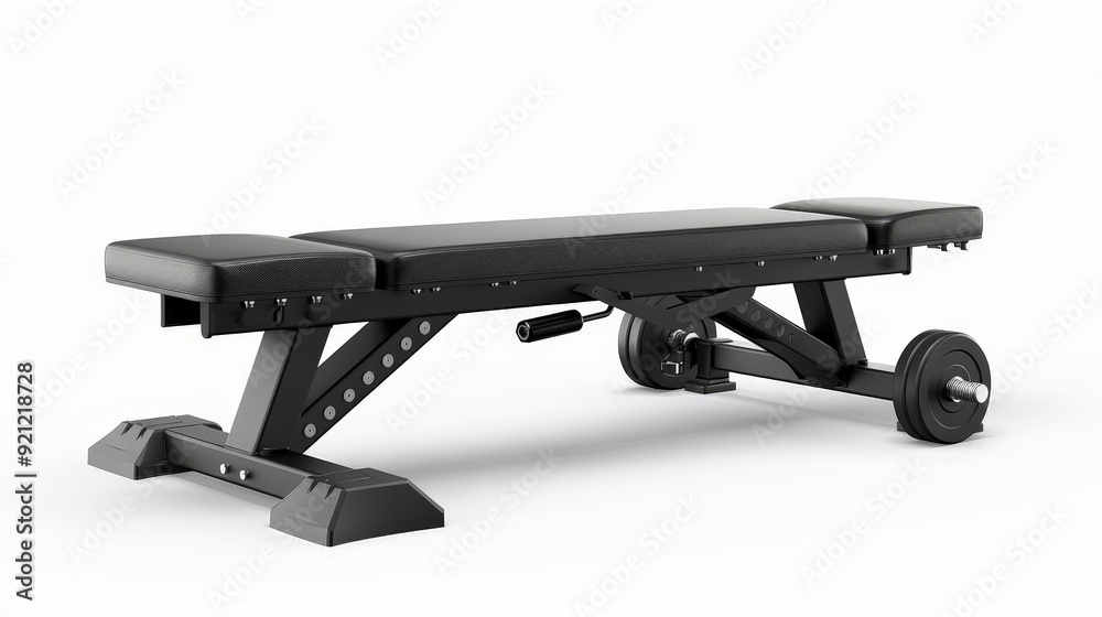 An isolated adjustable weight bench, versatile for a variety of strength training exercises. An isolated adjustable weight bench, versatile for a variety of strength training exercises.