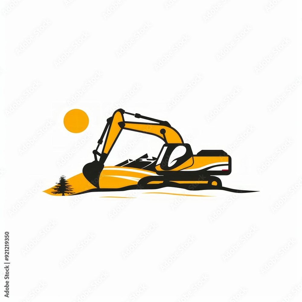 illustration vector graphic of excavator construction, excavator earthworks, and heavy equipment logo design template illustration vector graphic of excavator construction, excavator earthworks, and heavy equipment logo design template