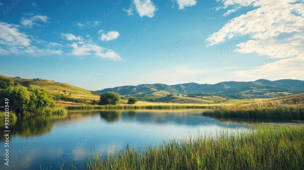 A beautiful lake with mountains in the background A beautiful lake with mountains in the background