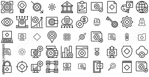 Mega Set Of Vector Crypto Icons Web Header Banner Design Containing Cryptocurrency,Business,Crypto,Finance,Digital-Money Simple Black Style Symbol Sign For Apps And Website, Vector Illustration
