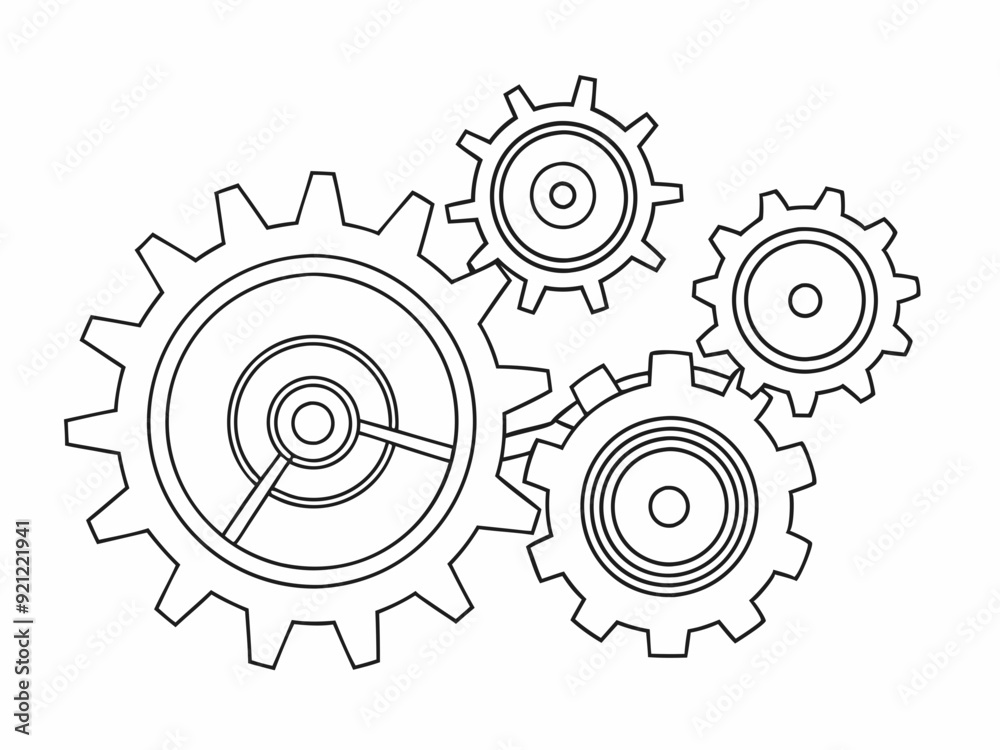 continuous single line drawing of gear wheels, gear line art vector illustration
continuous single line drawing of gear wheels, gear line art vector illustration