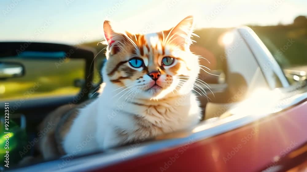 Cat Enjoying a Scenic Car Ride by the Ocean During Sunset Generative AI Cat Enjoying a Scenic Car Ride by the Ocean During Sunset Generative AI
