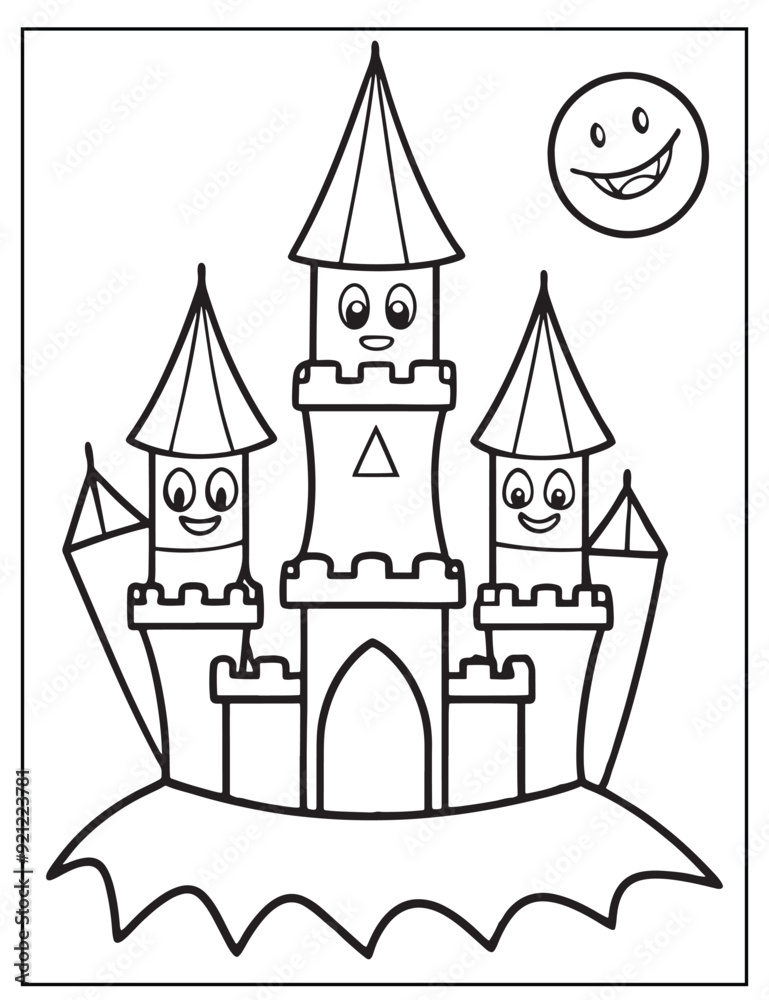 Halloween Vampire's Castle line art, Black and white art Halloween Vampire's Castle line art, Black and white art