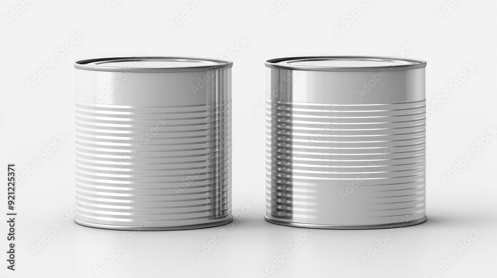 Closed new tin can isolated on white mockup for design. Neural network ai generated art Closed new tin can isolated on white mockup for design. Neural network ai generated art