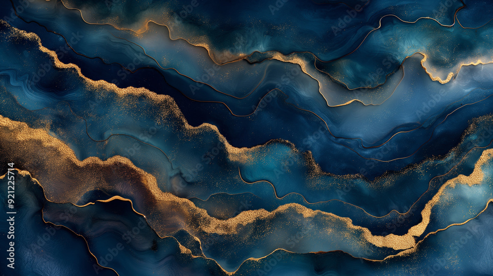 A blue ocean with gold waves A blue ocean with gold waves