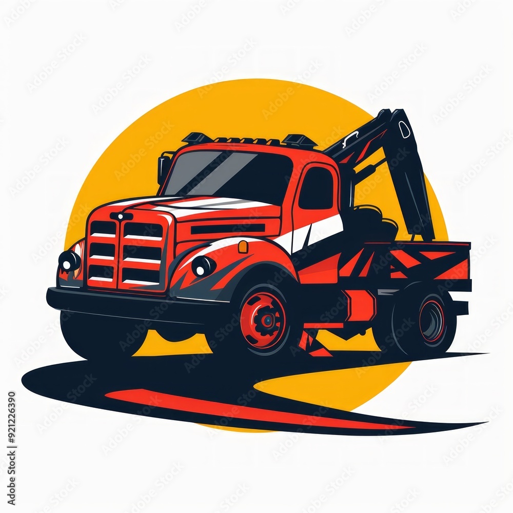 Naklejka premium illustration vector graphic of towing service and recovery logo design suitable for the automotive company