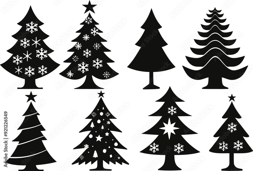 set of christmas trees vector simple silhouette set of christmas trees vector simple silhouette