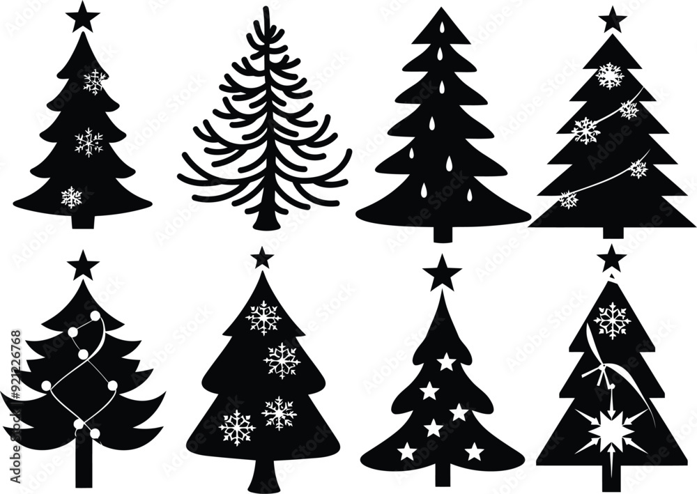 set of christmas trees vector simple silhouette set of christmas trees vector simple silhouette