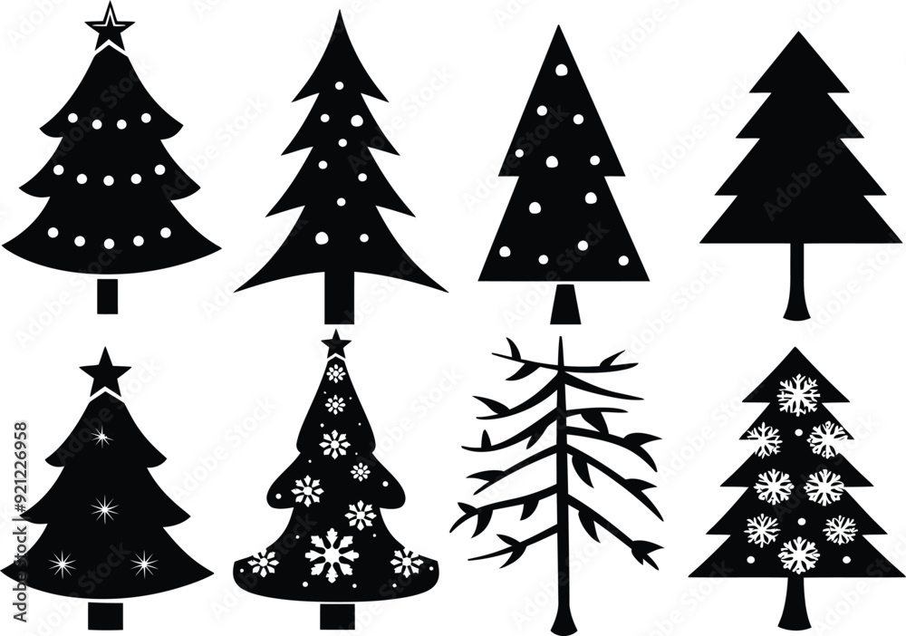 set of christmas trees vector simple silhouette set of christmas trees vector simple silhouette