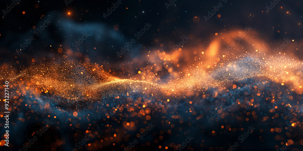 Naklejka premium A blue and orange light streaking across the sky