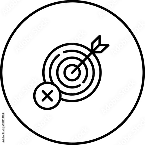 Target inaccurate icon, circle, target, business, concept, arrow, dart, Incorrect, Wrong, False, Misleading, Unreliable, Aim, Goal, Objective, Focus, Mark, vector, icon