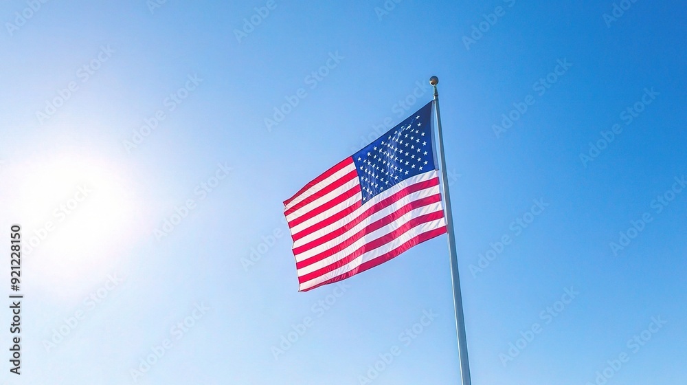 Fototapeta premium American Flag Waving in the Breeze