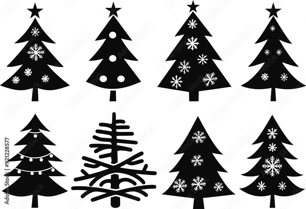 set of christmas trees vector simple silhouette set of christmas trees vector simple silhouette