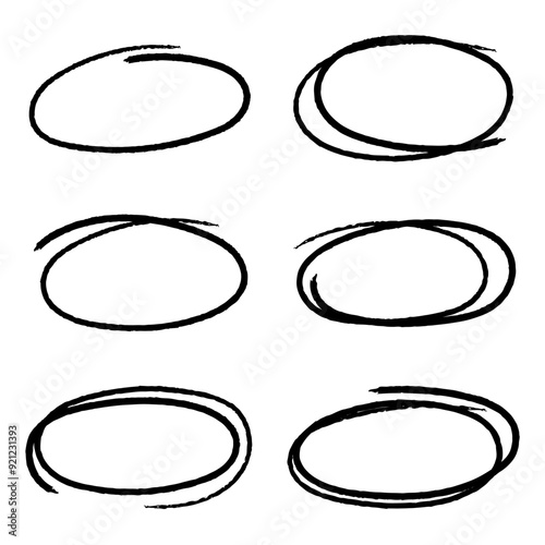 Hand drawn ellipse in charcoal scribble style