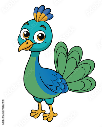 A peacock cartoon character design illustration