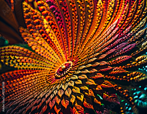 Abstract Floral Burst: A mesmerizing close-up of a vibrant, multicolored, fractal-like flower, radiating energy and beauty. The intricate patterns and textures evoke a sense of wonder and awe, showcas