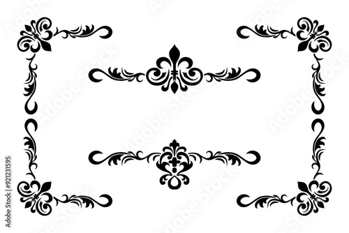 Classic Vitage Wedding Ornaments Frames Separator Elements Classic Vintage Wedding Invitation Hand Drawn Ornate the Calligraphy Poster Victorian Style