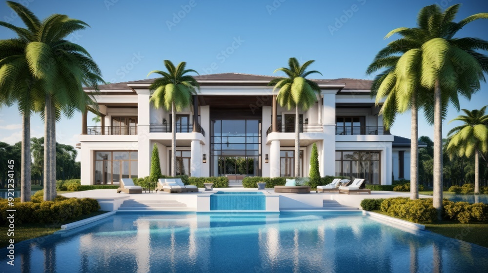 Exterior photo from a property on luxury islands for investment. Neural network ai generated art Exterior photo from a property on luxury islands for investment. Neural network ai generated art