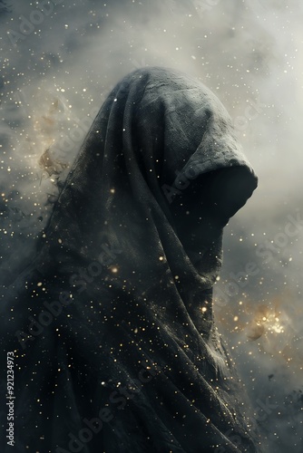 hooded man black cloak hood background afterlife astral interconnected human wallpapers banshee solar beings cosmic sandman vril luminous capes barren earth eerie