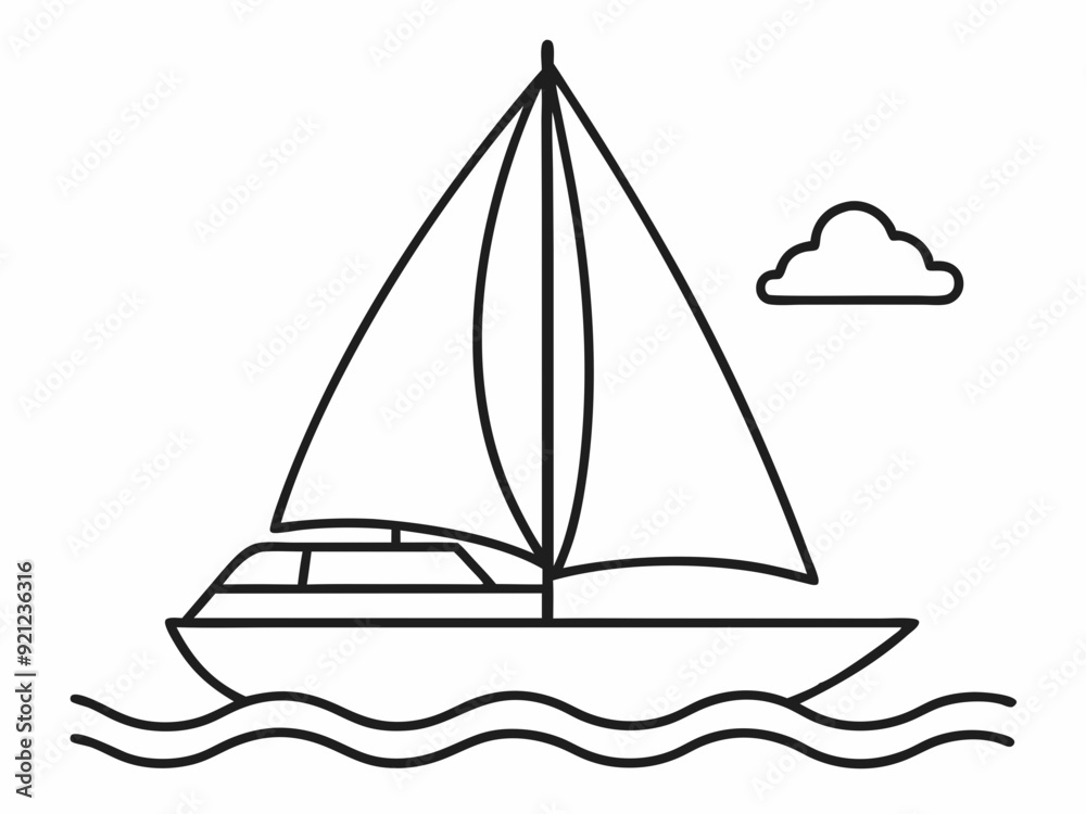 continuous single line drawing of sailboat on water, line art vector illustration
continuous single line drawing of sailboat on water, line art vector illustration