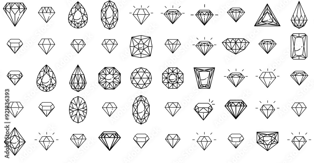 Set Of Linear Diamond Vector Symbols Apps, Websites Ui Designs Suitable For Diamond,Adamant,Jewel,Gem,Stroke Set Vector Flat Line Icons Set Of Linear Diamond Vector Symbols Apps, Websites Ui Designs Suitable For Diamond,Adamant,Jewel,Gem,Stroke Set Vector Flat Line Icons