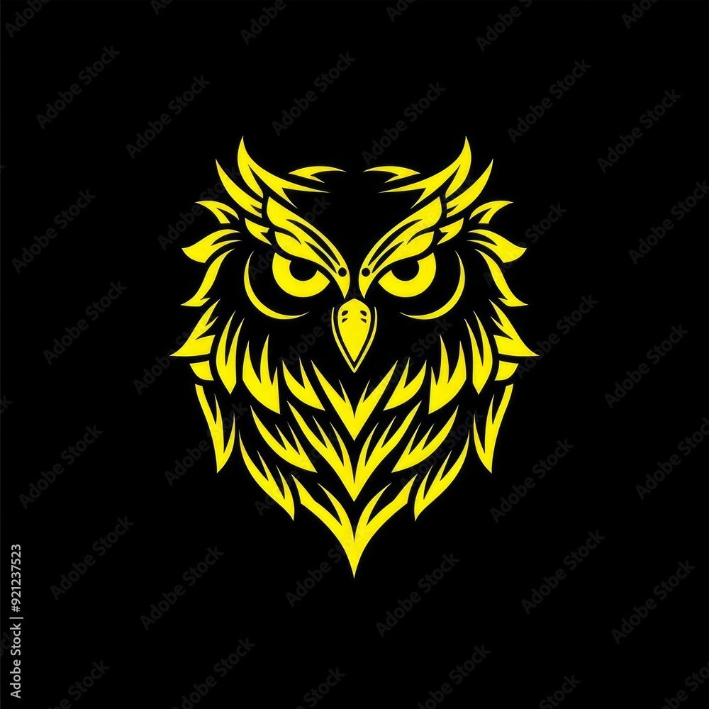 Yellow Owl logo vector illustrations. Emblem design on black background