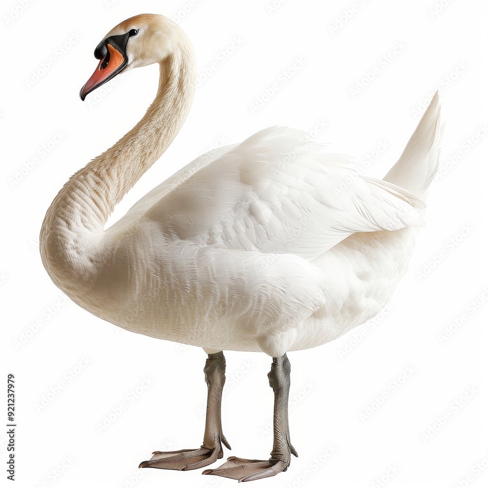 3D Illustration of a White Swan on White Background 3D Illustration of a White Swan on White Background