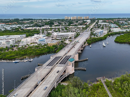 aerial view of Indiantown Bridge over Intracoastal photo