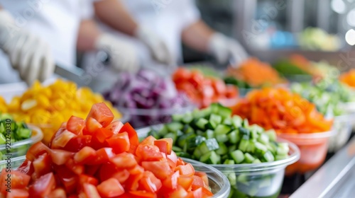 Fresh Vegetables Prepared in a Busy Kitchen During Daytime