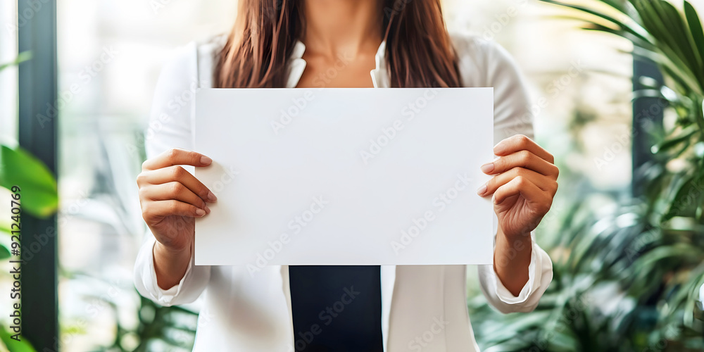 woman holding blank sign,ai generated. woman holding blank sign,ai generated.