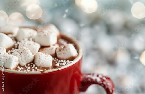 Cozy Cup of Hot Chocolate With Marshmallows on a Frosty Winter Evening