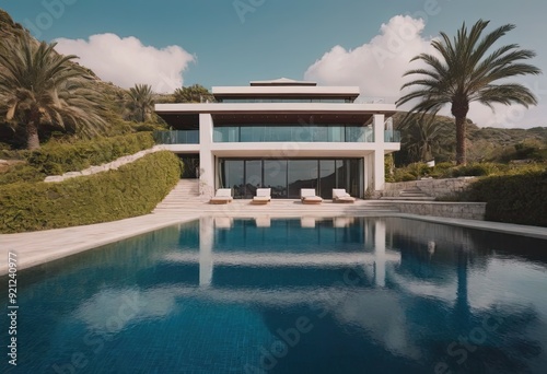 a luxury pool at sunset