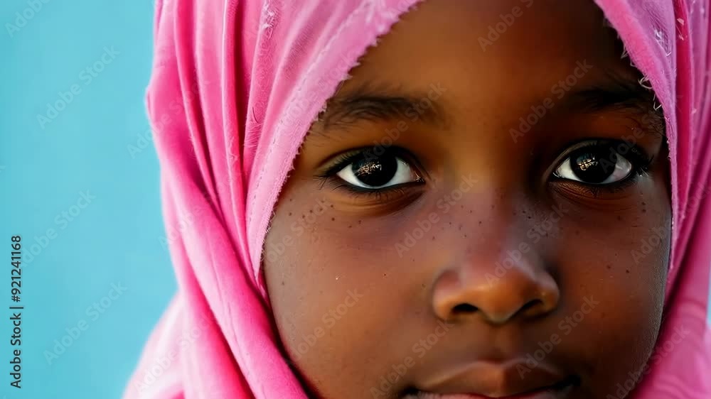 A young girl in a pink scarf gazes thoughtfully, surrounded by the vibrant colors of her environment A young girl in a pink scarf gazes thoughtfully, surrounded by the vibrant colors of her environment