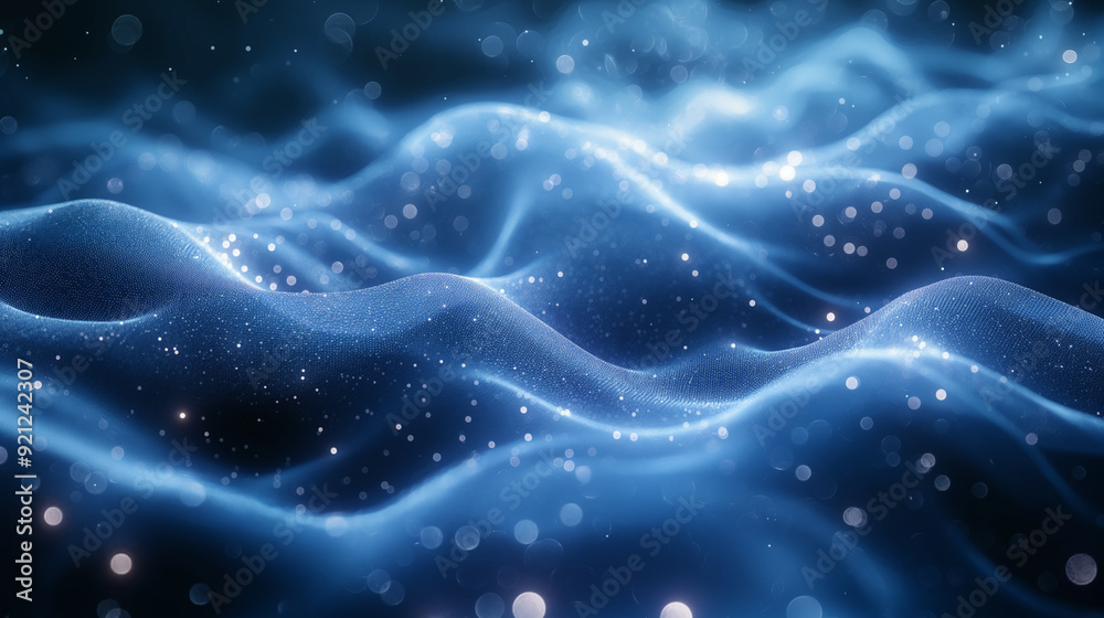 A blue wave with many small dots in it A blue wave with many small dots in it