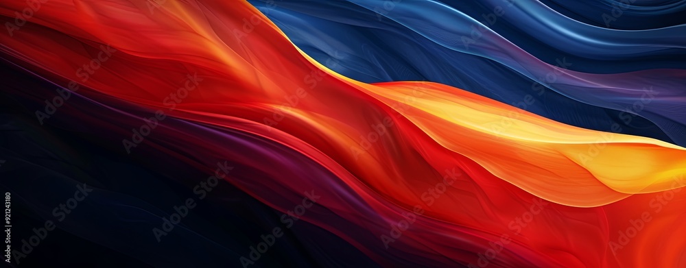 Fototapeta premium Vibrant Color Wave Abstract Header Banner Design on Dusky Black Background
