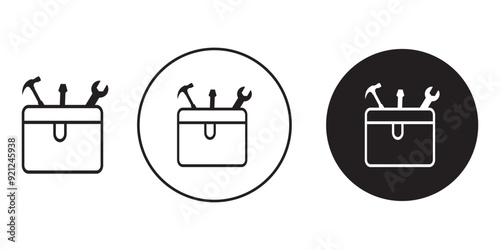 Toolbox vector line icon set. carpenter toolkit vector icon. hardware tool box sign in black color stock vector,