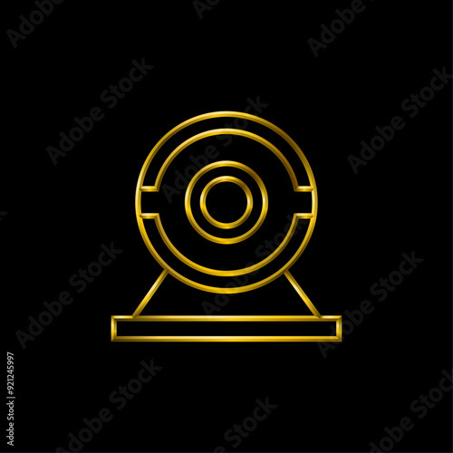 Webcam icon. Metallic gold icons set collection.